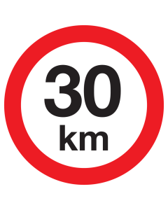 Bord met pictogram maximale snelheid 30km