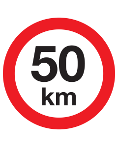 Bord met pictogram maximale snelheid 50km