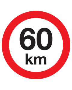 Bord met pictogram maximale snelheid 60km