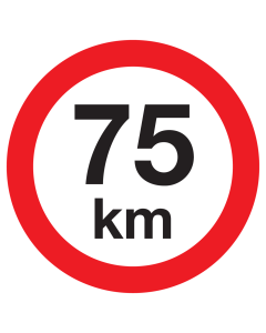Bord met pictogram maximale snelheid 75km