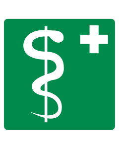 Bord met pictogram medische dienst (Esculaap)