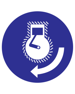 Blauw bord met pictogram om aan te duiden motor starten in volgorde