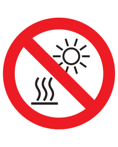 Bord met pictogram niet blootstellen aan hoge temperaturen ISO7010 - P068