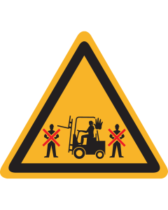 Bord met pictogram niet voor of achter heftruck