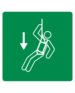 Bord met pictogram nooddaalapparaat volgens ISO7010 - E073