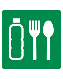 Bord met pictogram noodrantsoen volgens ISO7010 - E074
