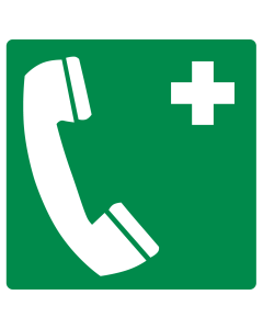 Bord met pictogram noodtelefoon groen