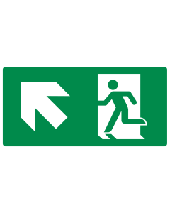 Bord met pictogram nooduitgang links naar boven ISO 7010