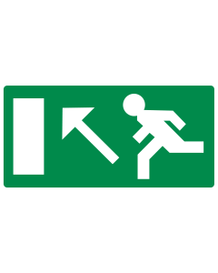 Sticker met pictogram nooduitgang links omhoog