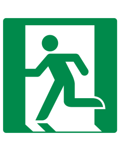 Bord met pictogram nooduitgang opening links ISO 7010