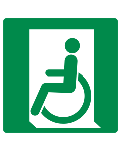 Kunststof bord met pictogram nooduitgang mindervaliden links ISO 7010