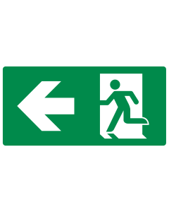Bord met pictogram nooduitgang links volgens ISO 7010