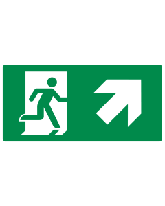 Bord met pictogram nooduitgang rechts omhoog ISO 7010