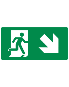 Bord met pictogram nooduitgang rechts naar beneden ISO 7010