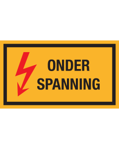 Bord met pictogram en tekst "Onder Spanning"