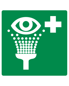 Bord met pictogram oogdouche