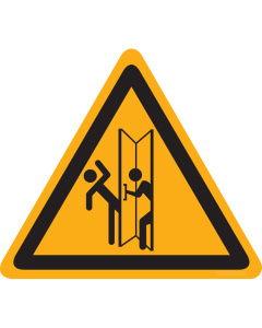 Bord met pictogram waarschuwing openen deur