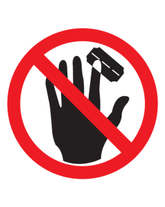 Bord met pictogram opgepast snijden
