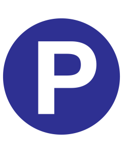 Blauw bord met pictogram om een parkeerplaats aan te duiden