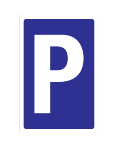 Blauw bord met pictogram om een parkeerplaats aan te duiden