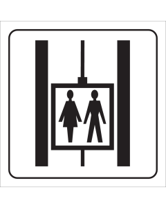 Wit bord met pictogram voor aanduiden van een lift voor personen