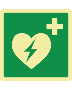 Fotoluminescerend bord met pictogram AED - ISO 7010