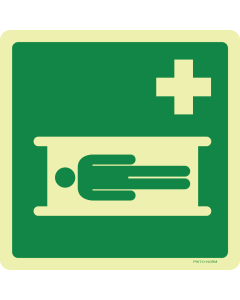 Fotoluminescerend bord met pictogram brancard ISO 7010