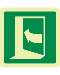 Fotoluminescerend bord met pictogram nooduitgang duwen linkerkant ISO 7010