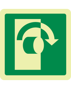 Fotoluminescerend bord met pictogram draaiknop rechts ISO 7010