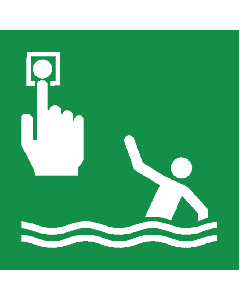 Bord met pictogram melder persoon overboord