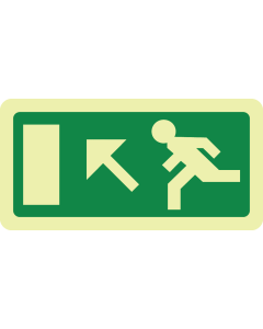Fotoluminescerend bord met pictogram nooduitgang links omhoog