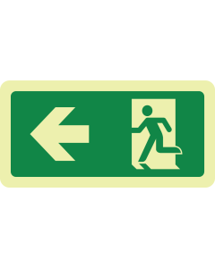 Fotoluminescerend bord met pictogram nooduitgang links ISO 7010