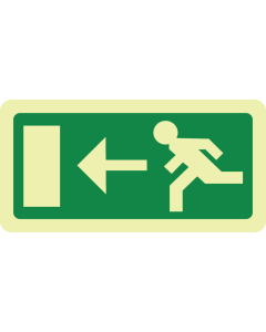Fotoluminescerend bord met pictogram nooduitgang links