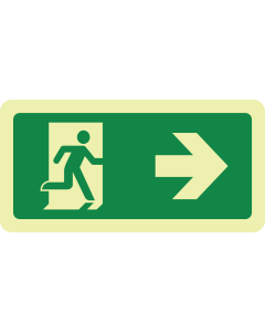 Fotoluminescerend bord met pictogram nooduitgang rechts ISO 7010