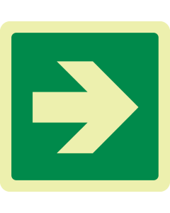 Fotoluminescerend bord met pictogram pijl groen ISO 7010