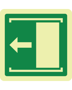 Fotoluminescerend bord met pictogram schuifdeur links ISO 7010