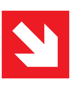 Bord met pictogram van een schuine pijl (Rood met wit)