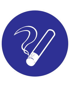 Blauw bord met pictogram om een rookzone aan te duiden
