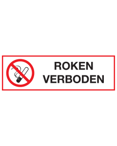 Bordje met pictogram en tekst roken verboden