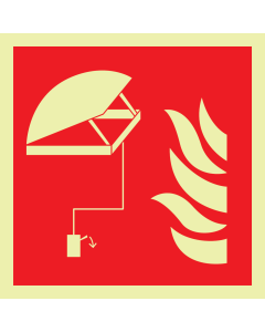 Fotoluminescerend bord met pictogram van een rookluik met vlam