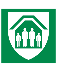 Bord met pictogram schuilplaats ISO 7010