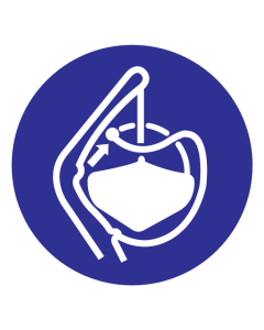 Blauw bord met pictogram om aan te duiden dat de sloopklemmen losgemaakt moeten worden