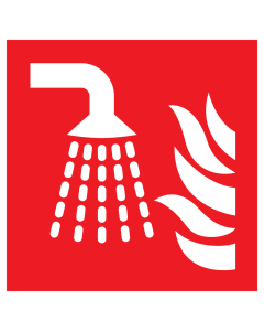 Bord met pictogram van een sprinkler kop