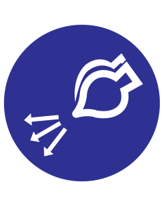 Blauw bord met pictogram voor het aanduiden start luchttoevoer