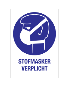 Bord met pictogram en tekst voor aanduiding mondmasker verplicht