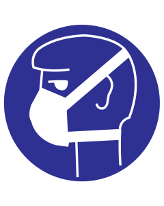 Blauw bord met pictogram voor aanduiding mondmasker verplicht