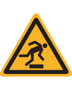 Bord met pictogram waarschuwing vallen, struikelen - ISO 7010 - W007