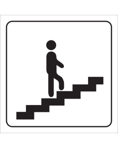 Wit bord met pictogram voor aanduiding trap omhoog