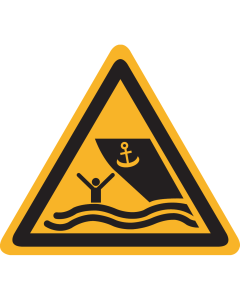 Bord met pictogram "Waarschuwing Vaargebied" - ISO 7010 - W058