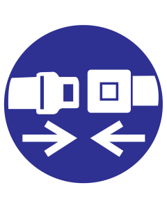 Blauw bord met pictogram om aan te duiden dat het vastmaken van de veiligheidsgordel verplicht is - ISO7010 - M020